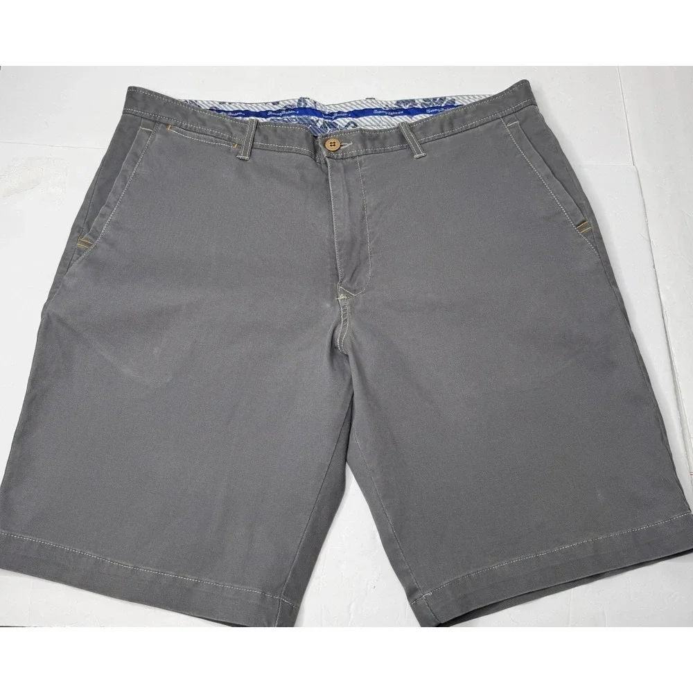 Tommy Bahama Mens Boracay Chino Short Size 38 Gray Preppy Travel Dad Stretch